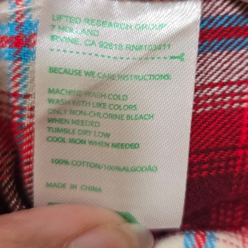LRG Lifted Research Group Flannel Shirt Shacket 3XL Red Buffalo Plaid Streetwear